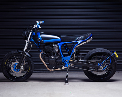 beauty in blue: yamaha TW200 street tracker bike by purpose built moto