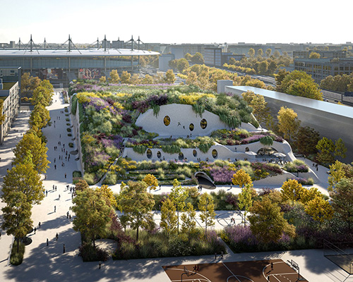 MVRDV proposes a vertical park + green lung for the paris olympic aquatic center