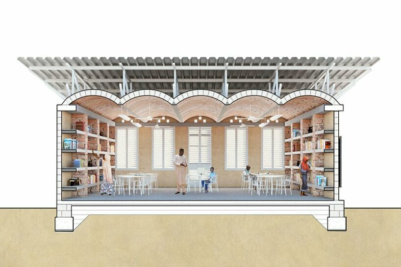 perspective section through the proposed library