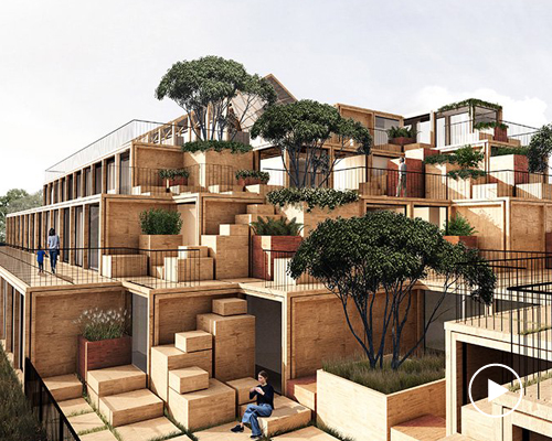 BARBIZON is a green urban living concept built from stackable CLT modules