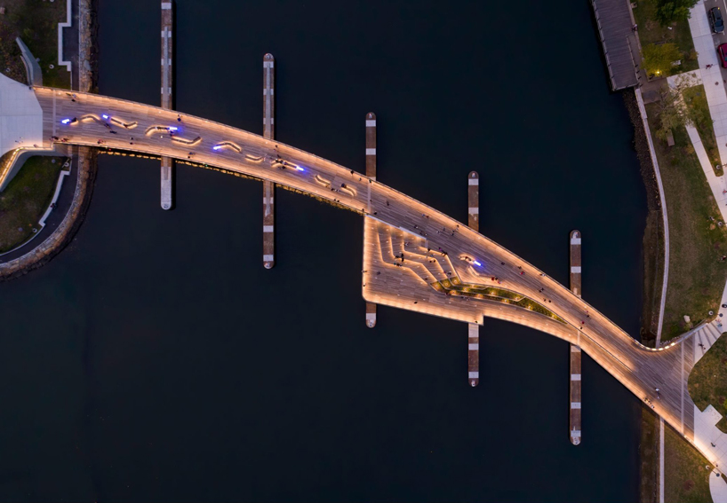 INFORM studio + buro happold build terraced gardens into providence pedestrian bridge designboom