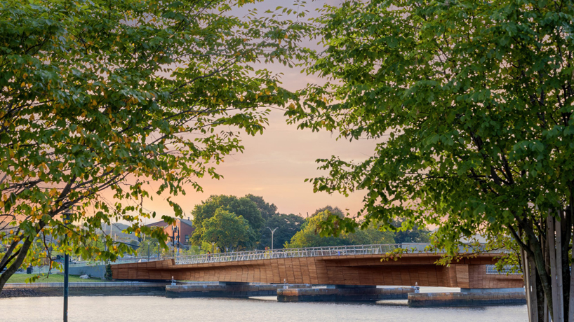 INFORM studio + buro happold build terraced gardens into providence pedestrian bridge designboom