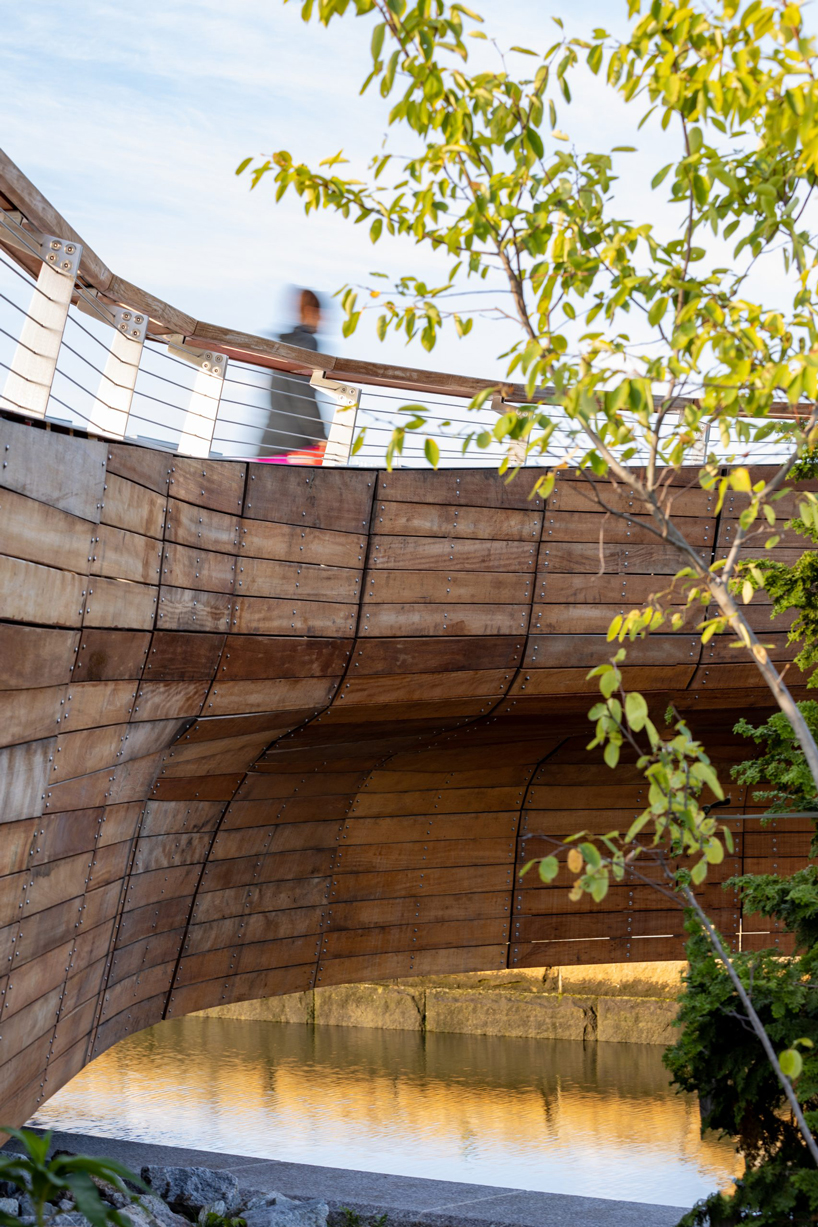 INFORM studio + buro happold build terraced gardens into providence pedestrian bridge designboom