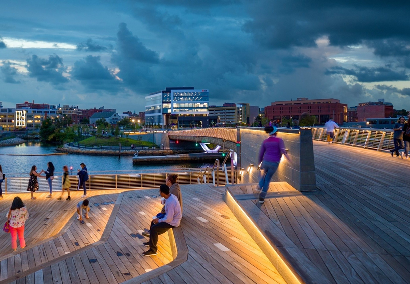 INFORM studio + buro happold build terraced gardens into providence pedestrian bridge designboom