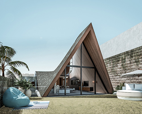 k-thengono's house with twisted roof in indonesia generates A-shaped facade