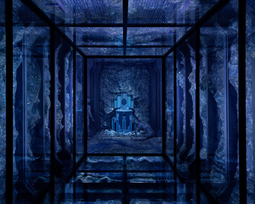 levi van veluw sites immersive blue 'sanctum' between two floors at het HEM in zaandam