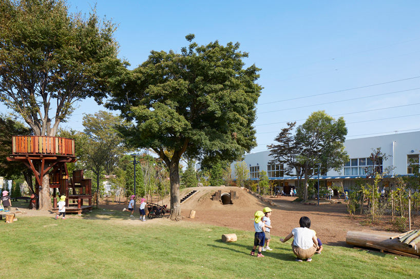 naf architect + design tops 'seiwa' kindergarten arcade with membrane roof in tokyo
