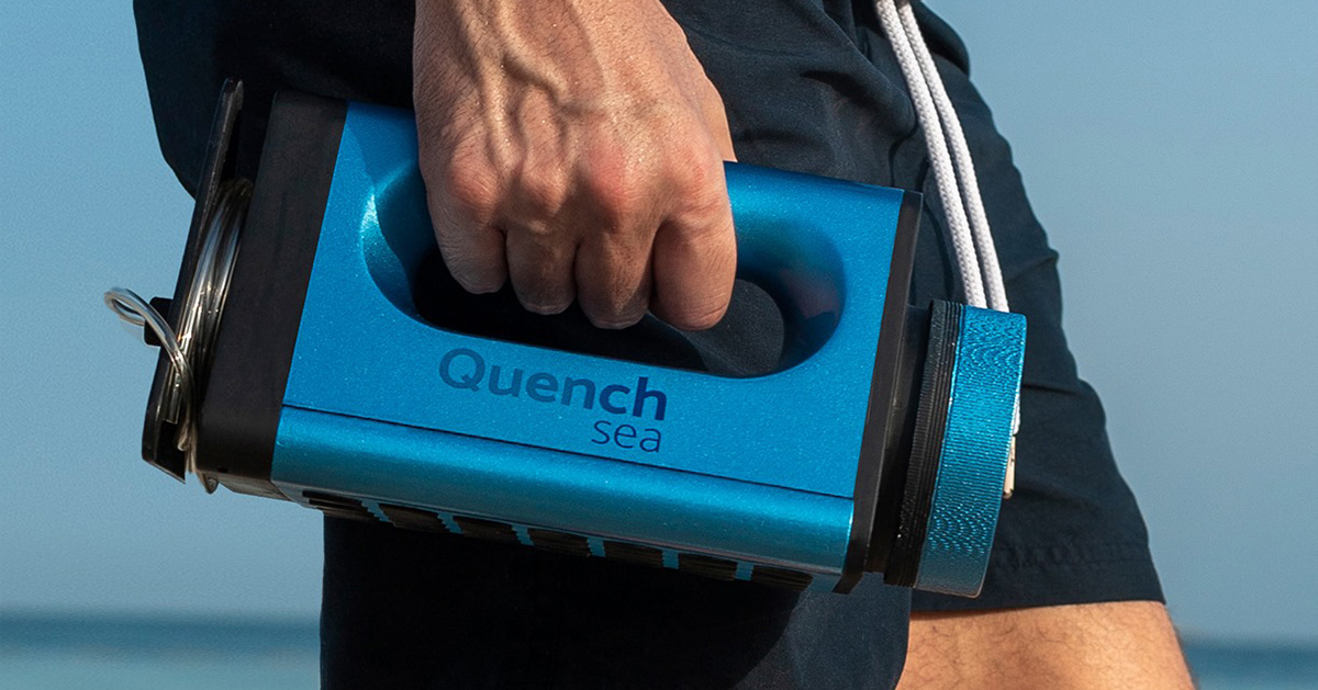 QuenchSea, a portable, low cost device that turns seawater into drinking water - Designboom