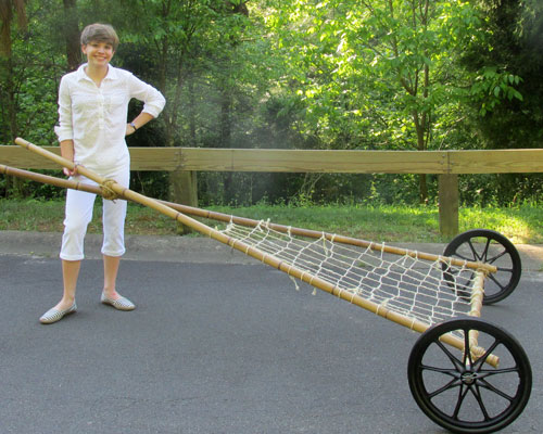 young inventor designs a bamboo travois to transport the sick in rural africa