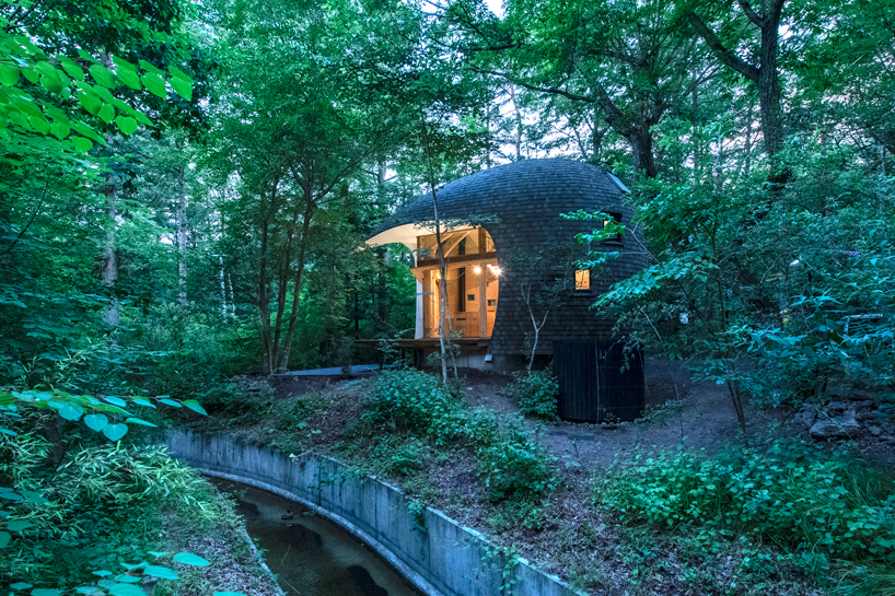 organic timber forms blend tono mirai's shell house into a japanese forest designboom