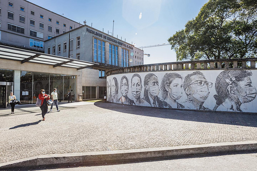 vhils honors healthcare workers + ancillaries with massive mural in porto