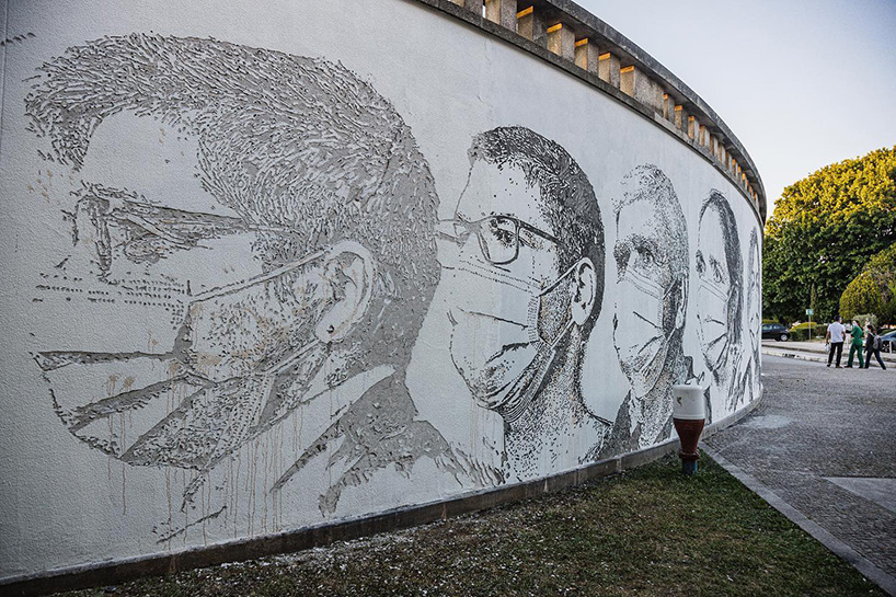 vhils honors healthcare workers + ancillaries with massive mural in porto