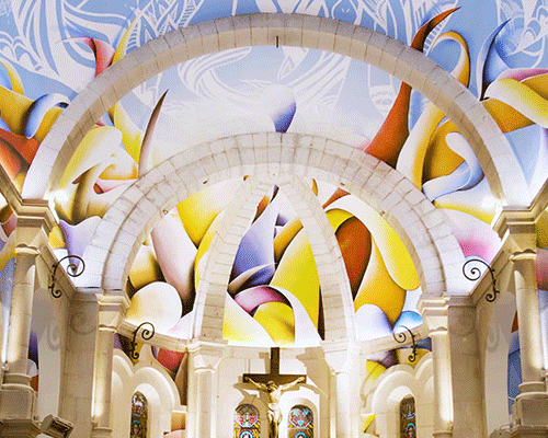 amaury dubois breathes life into french church with monumental street art fresco