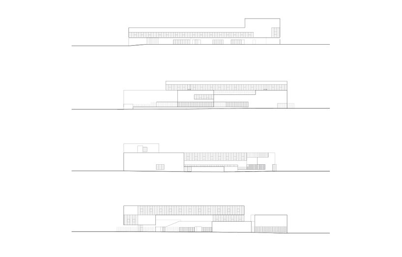 dominique coulon applies varying shades of blue to school group 'rené beauverie' in france