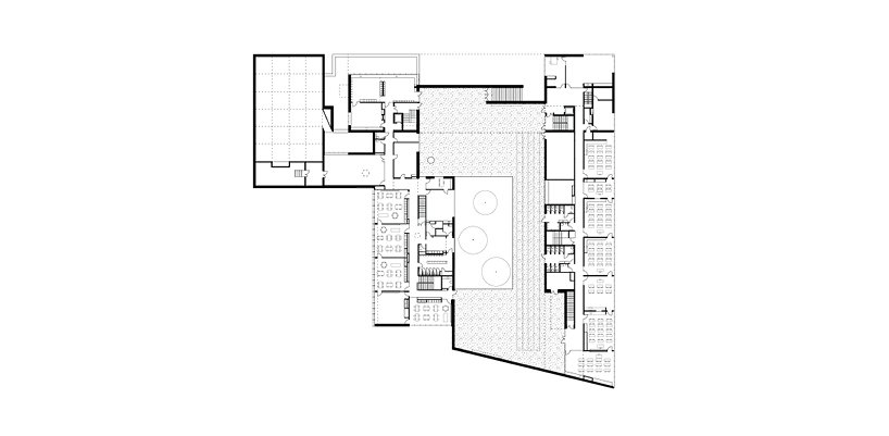 dominique coulon applies varying shades of blue to school group 'rené beauverie' in france