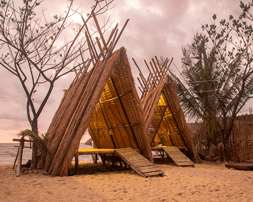 estudio cavernas builds beach huts in cambodia using local natural materials
