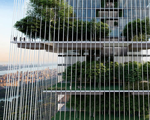 lissoni casal ribeiro proposes a skyscraper ecosystem with huge platform gardens for NYC