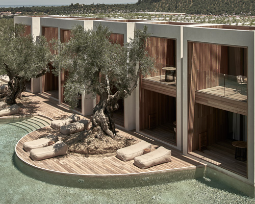 the olea all suite hotel develops around a 4000 sqm lake-like pool in zakynthos, greece