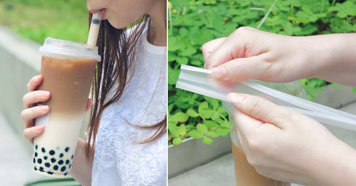 this openable, reusable bubble tea straw is made from 100 recyclable material