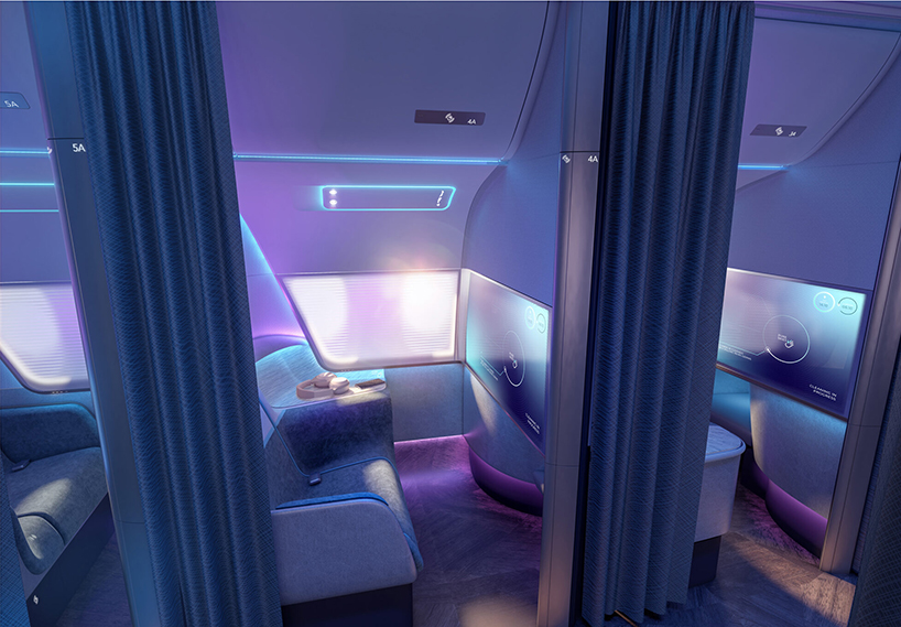 priestmangoode pure skies cabin design is their vision of tomorrow's air travel airplane cabin design