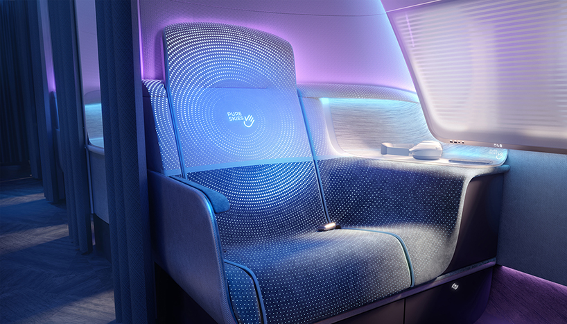 priestmangoode pure skies cabin design is their vision of tomorrow's air travel airplane cabin design