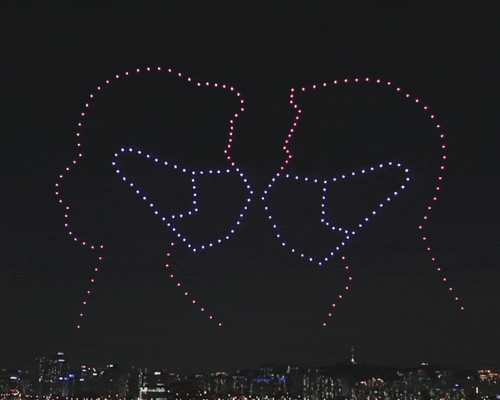 in south korea, 300 drones illuminate the sky with coronavirus messages