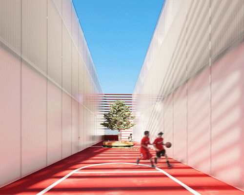 sports center proposal in russia features enclosed outdoor courtyard with translucent walls