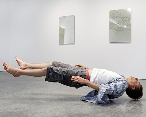 hyperreal 'josh' floats within 'alone gallery,' an exhibition space made for social distancing