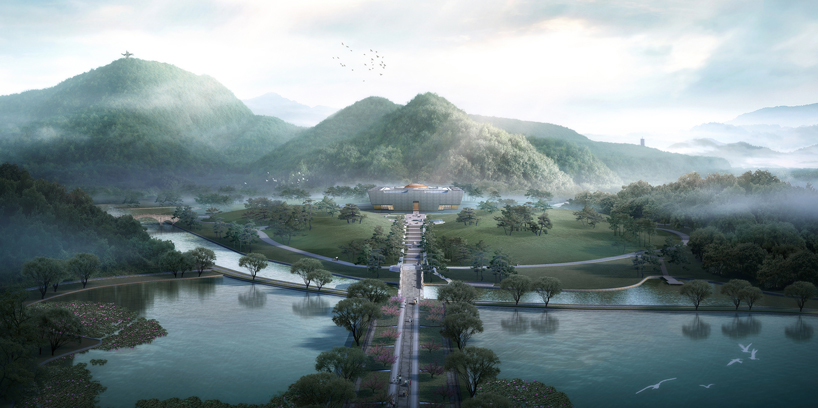UAD designs 'da yu memorial hall' amid the lush mountains of shaoxing designboom