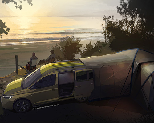 volkswagen mini-camper gets smaller yet bigger with expandable tent