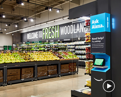 amazon fresh grocery store opens with smart shopping carts and alexa wayfinding