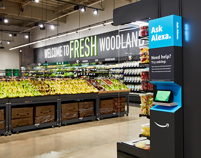 using the 'amazon dash cart', shoppers simply place their bags in the
