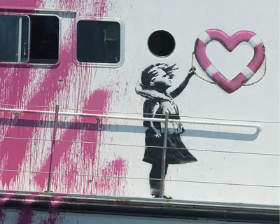 banksy funds 'louise michel' rescue boat to help refugees crossing the mediterranean