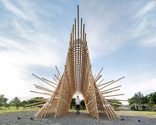 'dragon palace' pavilion in taiwan reminds of marine wildlife anatomy