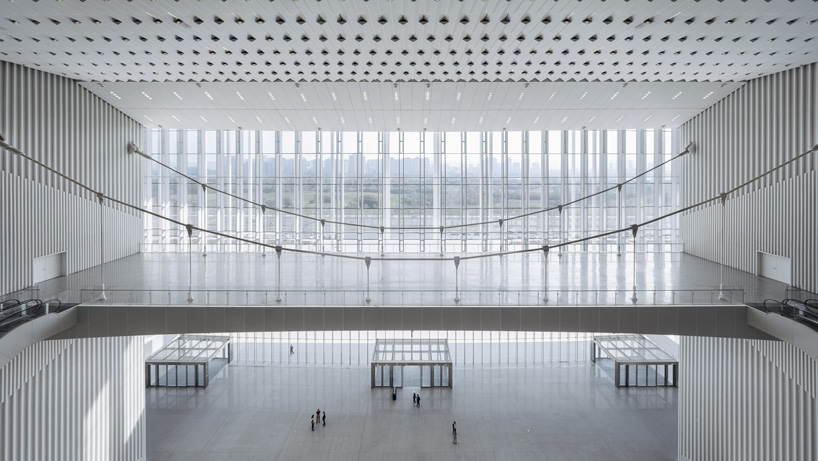 interior view of the white-hued conference center