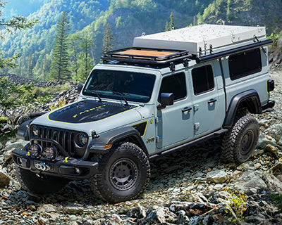 jeep gladiator farout concept turns pickup truck into off-grid micro-RV