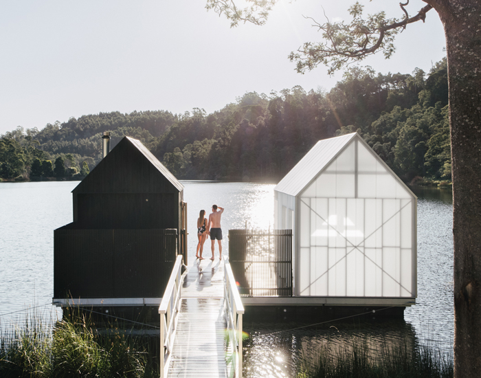 floating together in the landscape, the buildings offer a place of