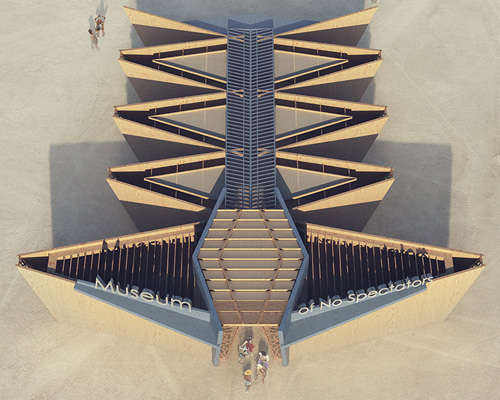take a 3D virtual tour of the 'museum of no spectators' proposed for burning man