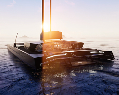 hydrogen and solar powers the autonomous nemesis one hydrofoil catamaran