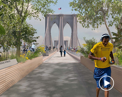 'reimagining brooklyn bridge' competition winners propose glass walkways and urban forests