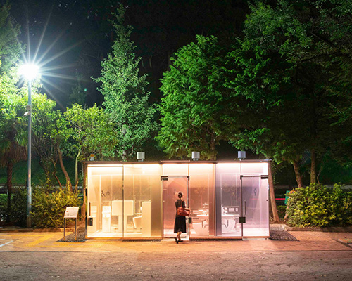 shigeru ban's tokyo toilets feature an exterior glass that turns opaque when locked