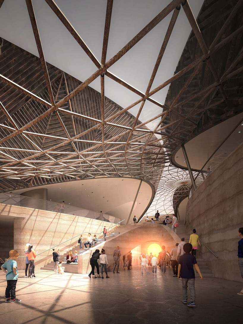 interior view of the central space of the library