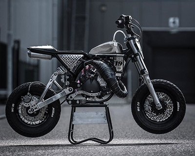 perforated aluminum armors wilco lindner's derbi mini-moto custom