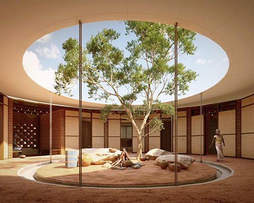 a tensile roof structure tops 3GATTI's low-cost housing prototype for africa