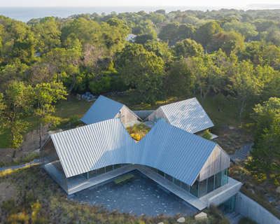 north fork house by SO – IL with shenton architects is a new york retreat comprising four gable volumes