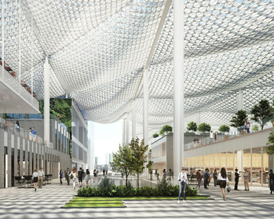 SOM plans zhuhai's 'jiuzhou bay' neighborhood with modular canopies + supertall skyscraper