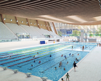 undulating timber aquatics center wins competition for 2024 olympic games in paris