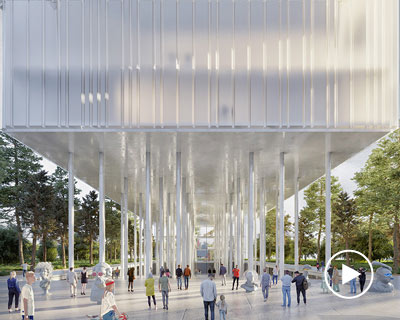 cosmos architecture proposes translucent cultural complex for city in bosnia and herzegovina
