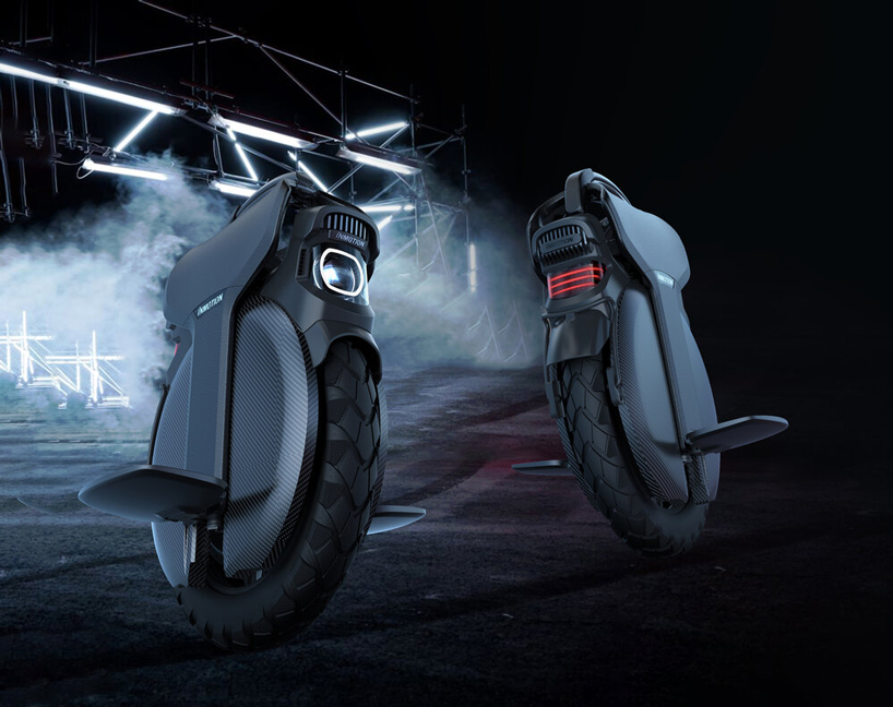 inmotion V11 is the first electric unicycle with built-in adjustable suspension designboom