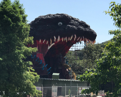 a colossal, full-scale statue of godzilla takes shape on japan's awaji island